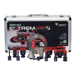 Tegelboorset Esterm S-HYBRID 6,8,10,12,20,25,35,45,68mm + adapter M14 + CONO 2-50 + SUPRA 125mm