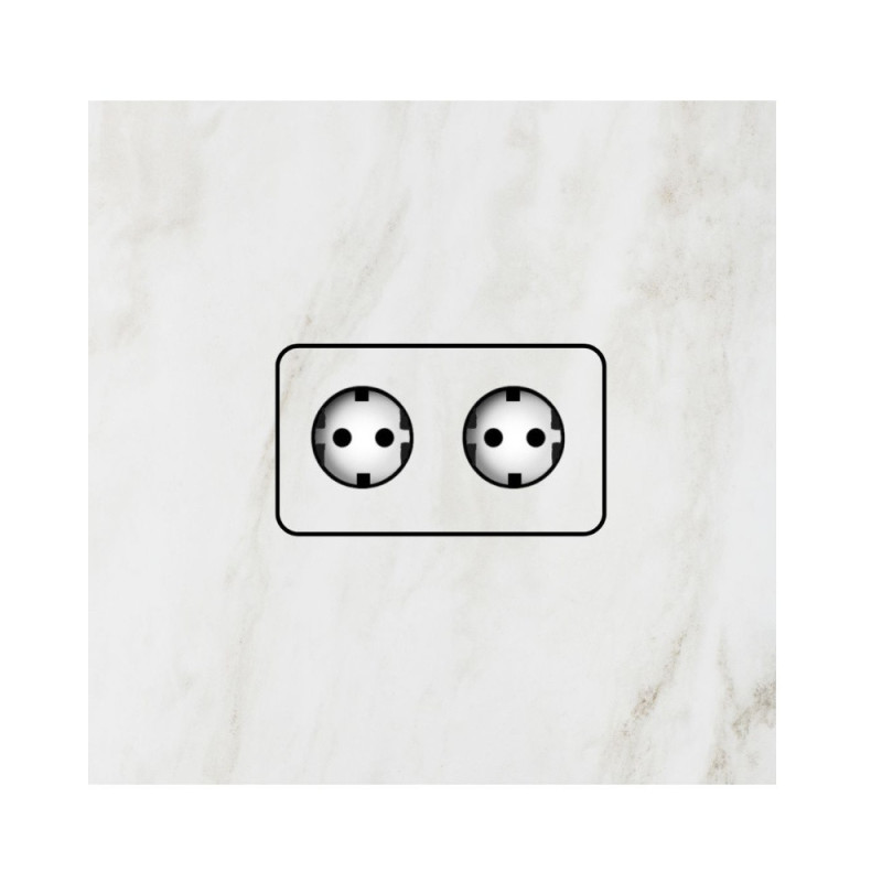 Verborgen dubbele stopcontact (SCHUKO) voor lichtgekleurde tegels Set 1st