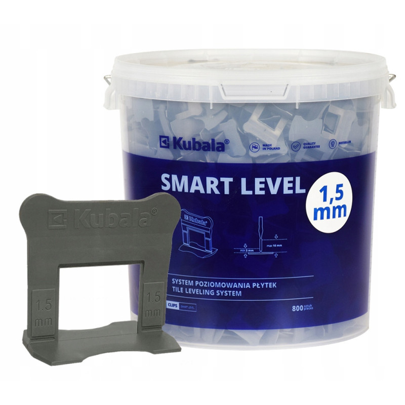 SMART LEVEL clips 1.5 mm + kunststof emmer 20L – verpakking 800 stuks