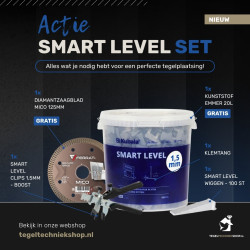 ACTIE Smart Level 800 clips 1.5mm + 100 wiggen + Klemtang + Gratis Zaagblad Mico en Emmer 20l