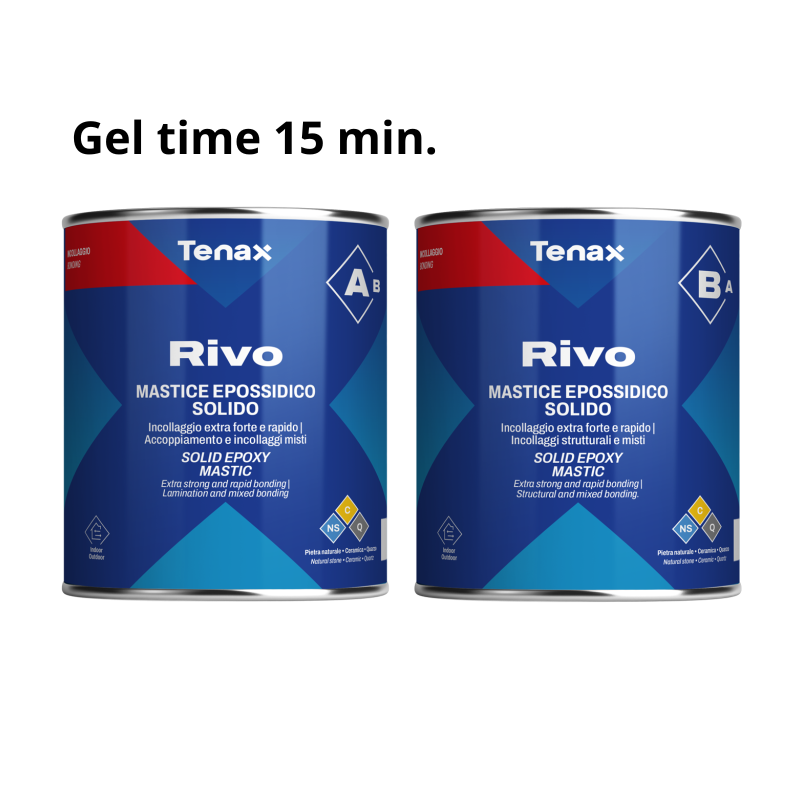 Tenax Rivo 1L A + 1L B Gel time 15 min. Tweedelige epoxy voeg/lijm, beige kleur, vorstbestendig,