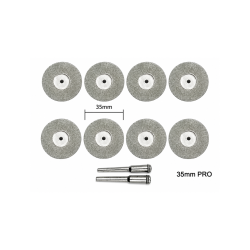 Set diamanten schijven voor  Proxxon graveur zilver 35 mm (10 schijven + 2 houders)
