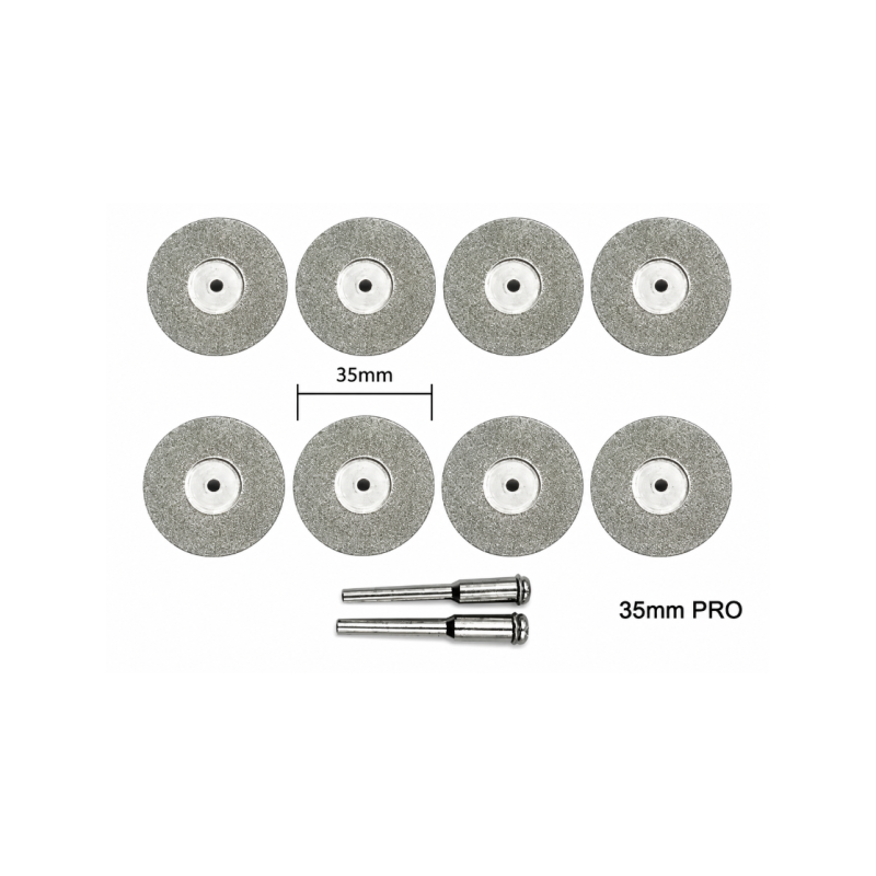 Set of diamond discs for Proxxon engraver silver 35 mm (10 discs + 2 holders)