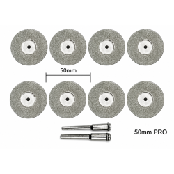 Set diamanten schijven voor Proxxon graveur zilver 50 mm (10 schijven + 2 houders)